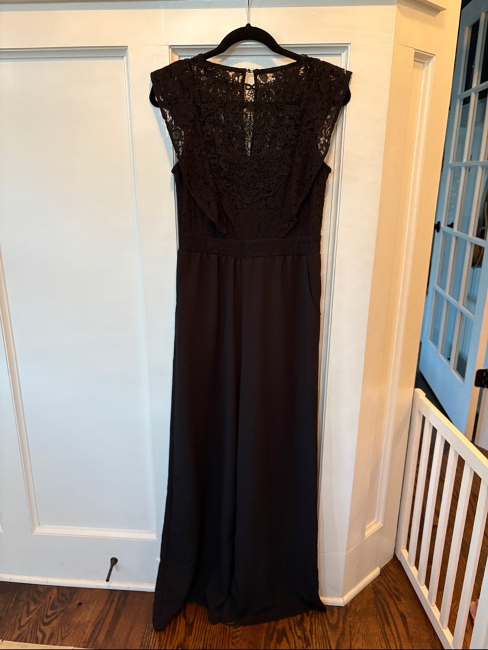 Elegant Black Lace Bodice Evening Romper